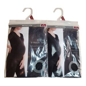 2 NEW TIME and TRU SZ S (4-6) Women's Maternity Active V-Neck Stretch Tee